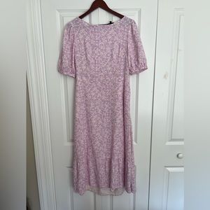 Who What Wear XS White and Purple Floral Midi Dress